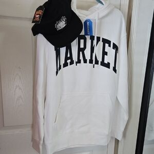 Market Studios White Hoodie With Matching Market Betty Bop Hat Both NWT